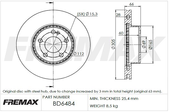 Гальмівний диск FREMAX BD-6484