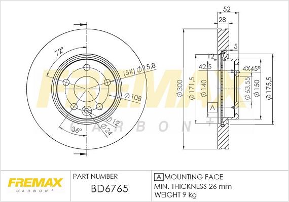 Гальмівний диск FREMAX BD-6765