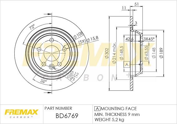 Гальмівний диск FREMAX BD-6769