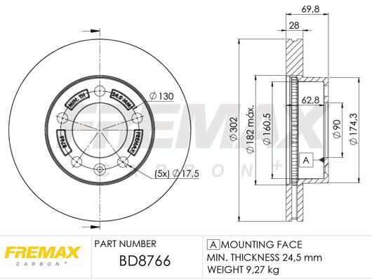 Stabdžių diskas FREMAX BD-8766