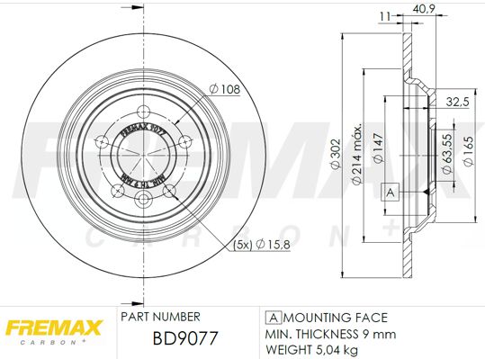 Гальмівний диск FREMAX BD-9077