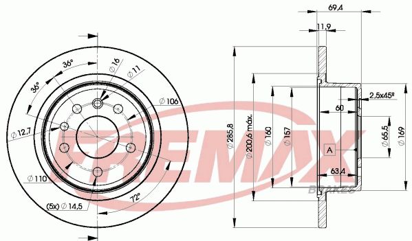 Гальмівний диск FREMAX BD-9211