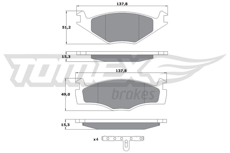 Brake Pad Set, disc brake TOMEX Brakes TX 10-14
