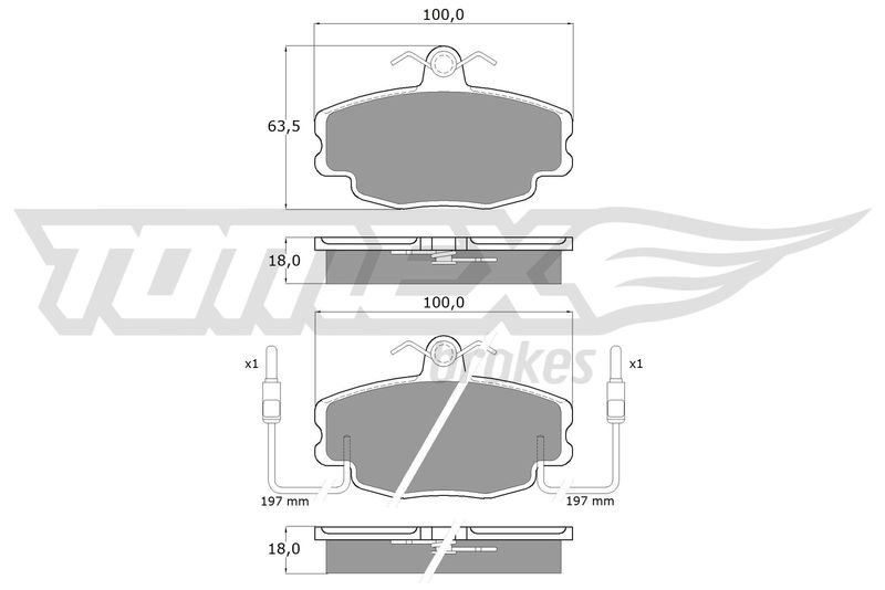 Комплект гальмівних накладок, дискове гальмо TOMEX Brakes TX 10-48