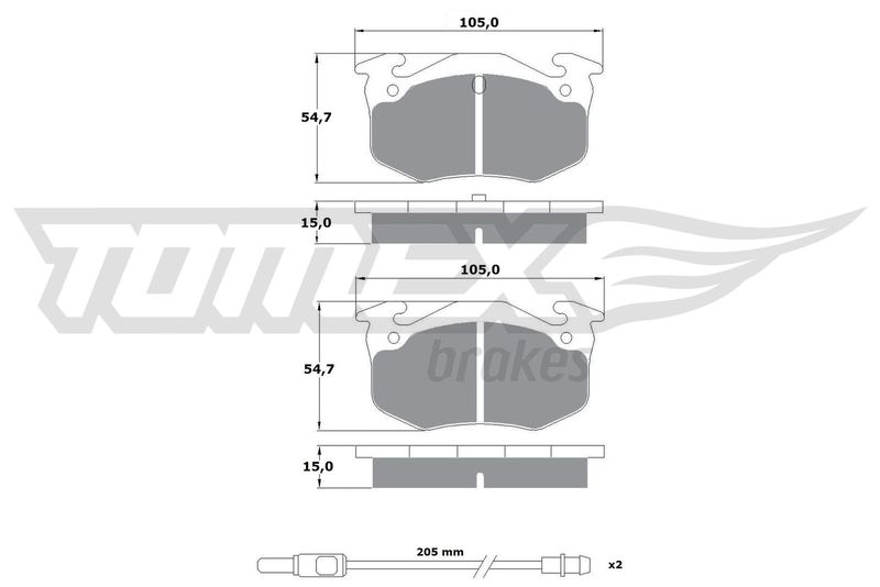 Stabdžių trinkelių rinkinys, diskinis stabdys TOMEX Brakes TX 10-512