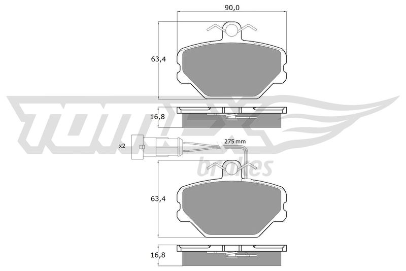 Stabdžių trinkelių rinkinys, diskinis stabdys TOMEX Brakes TX 10-61