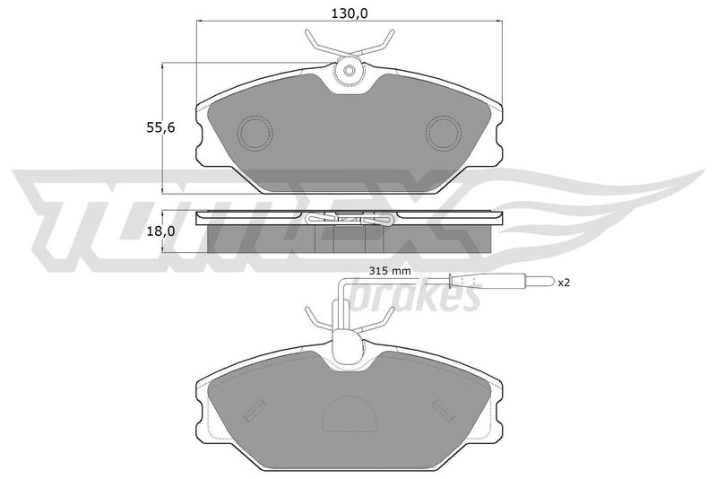 Stabdžių trinkelių rinkinys, diskinis stabdys TOMEX Brakes TX 10-76