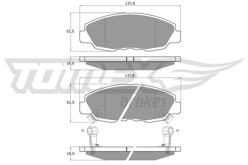 Stabdžių trinkelių rinkinys, diskinis stabdys TOMEX Brakes TX 10-98