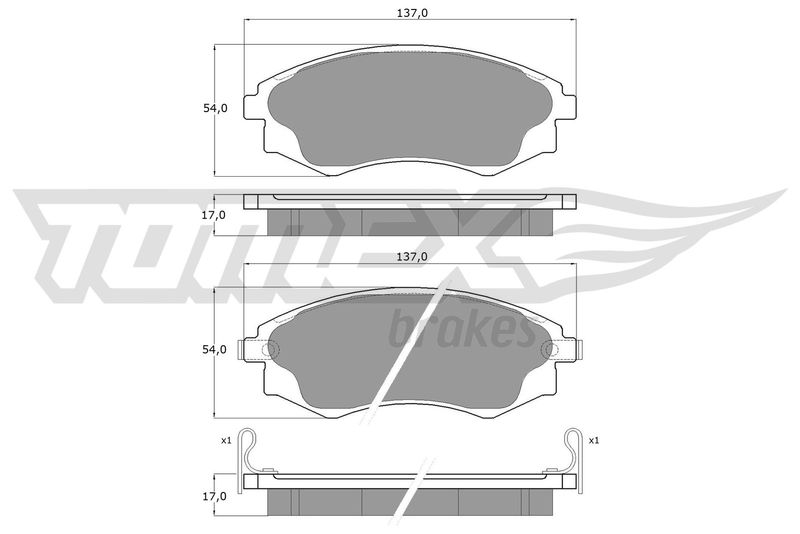 Stabdžių trinkelių rinkinys, diskinis stabdys TOMEX Brakes TX 11-07