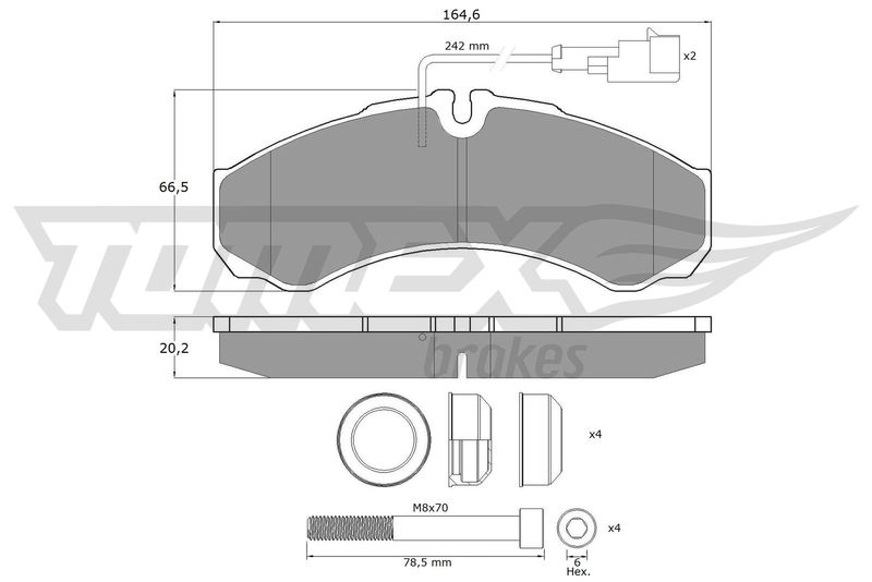 Stabdžių trinkelių rinkinys, diskinis stabdys TOMEX Brakes TX 11-112