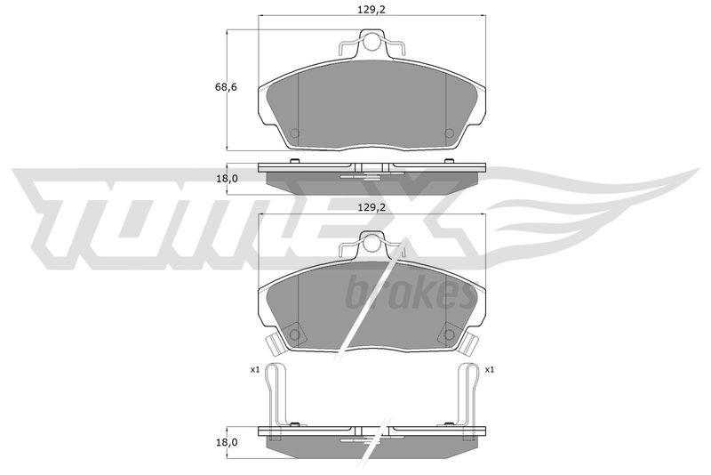 Stabdžių trinkelių rinkinys, diskinis stabdys TOMEX Brakes TX 11-51