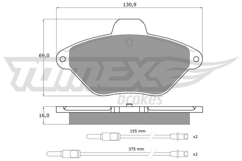 Комплект гальмівних накладок, дискове гальмо TOMEX Brakes TX 11-89