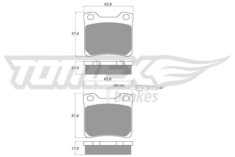 Stabdžių trinkelių rinkinys, diskinis stabdys TOMEX Brakes TX 11-95