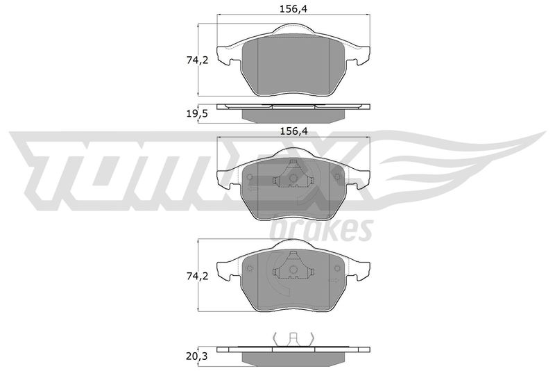 Stabdžių trinkelių rinkinys, diskinis stabdys TOMEX Brakes TX 12-12