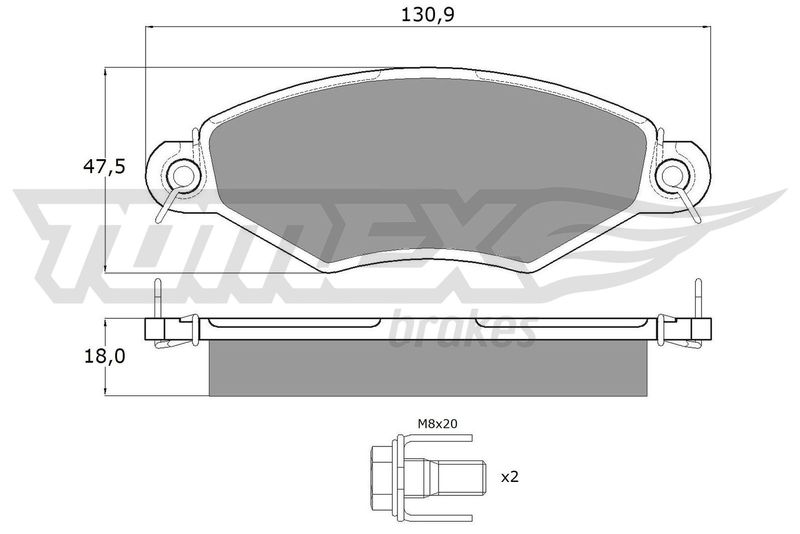 Stabdžių trinkelių rinkinys, diskinis stabdys TOMEX Brakes TX 12-15