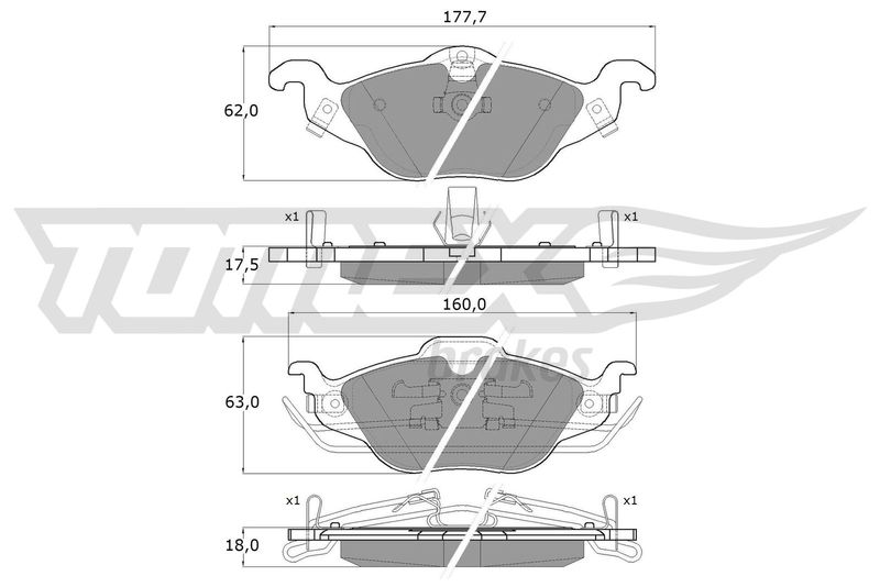 Stabdžių trinkelių rinkinys, diskinis stabdys TOMEX Brakes TX 12-21