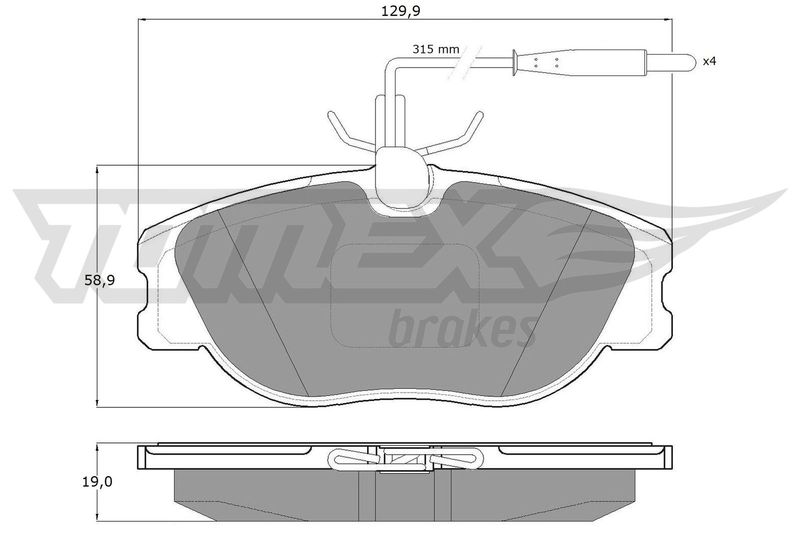 Комплект гальмівних накладок, дискове гальмо TOMEX Brakes TX 12-442
