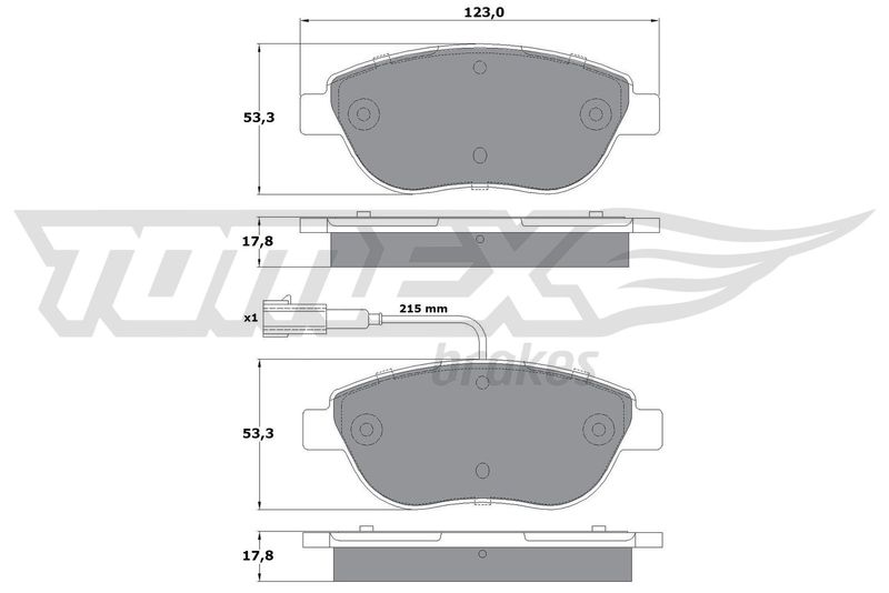 Stabdžių trinkelių rinkinys, diskinis stabdys TOMEX Brakes TX 12-48