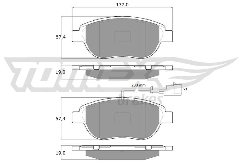 Stabdžių trinkelių rinkinys, diskinis stabdys TOMEX Brakes TX 12-49