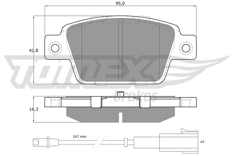 Комплект гальмівних накладок, дискове гальмо TOMEX Brakes TX 12-511