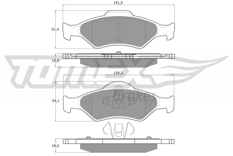 Stabdžių trinkelių rinkinys, diskinis stabdys TOMEX Brakes TX 12-53