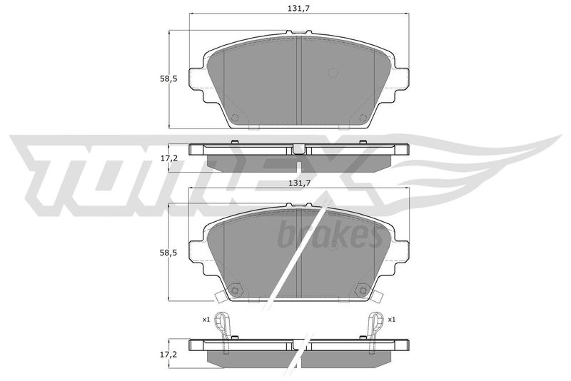 Stabdžių trinkelių rinkinys, diskinis stabdys TOMEX Brakes TX 12-63