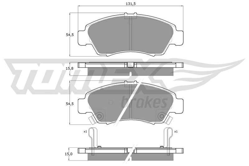 Stabdžių trinkelių rinkinys, diskinis stabdys TOMEX Brakes TX 12-65