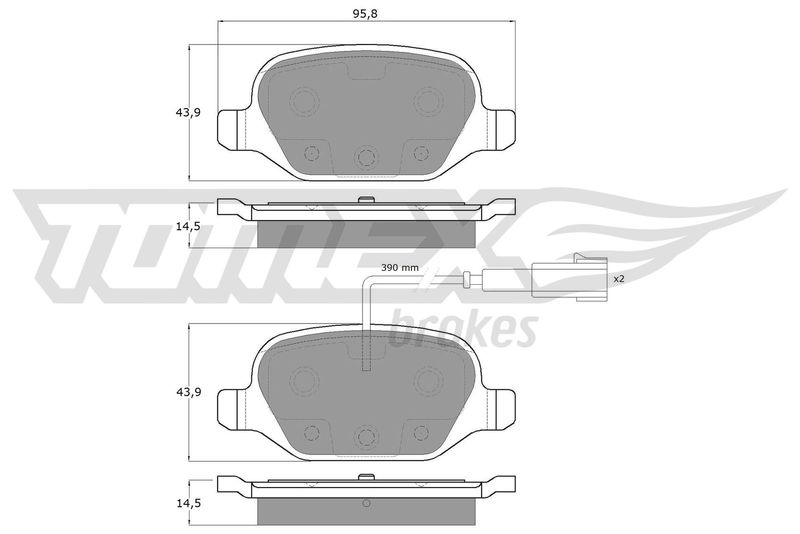 Stabdžių trinkelių rinkinys, diskinis stabdys TOMEX Brakes TX 12-702