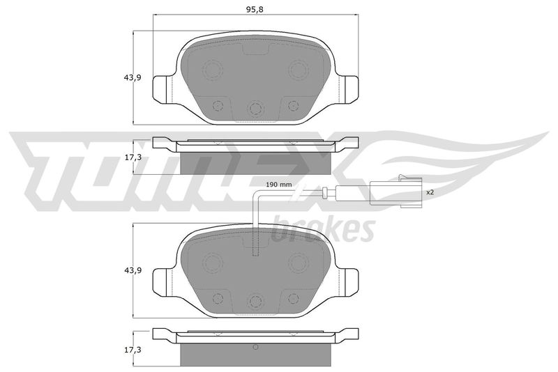 Stabdžių trinkelių rinkinys, diskinis stabdys TOMEX Brakes TX 12-703