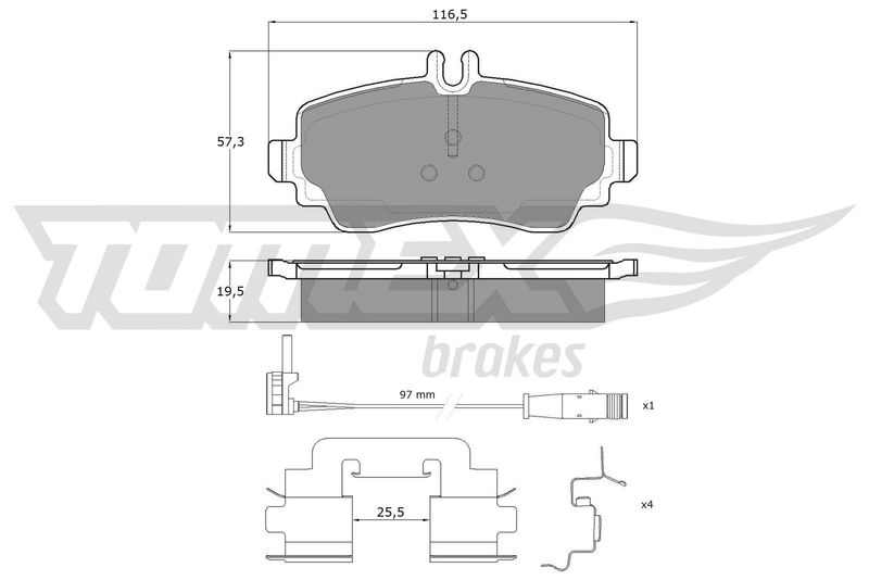 Stabdžių trinkelių rinkinys, diskinis stabdys TOMEX Brakes TX 12-751