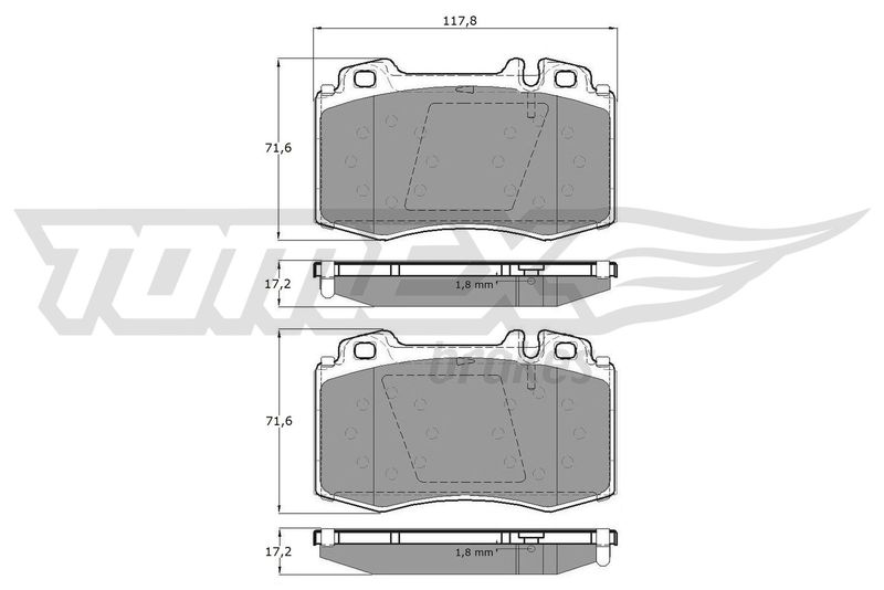 Stabdžių trinkelių rinkinys, diskinis stabdys TOMEX Brakes TX 12-81