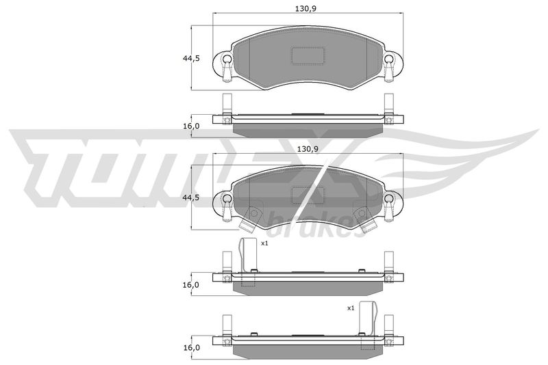 Stabdžių trinkelių rinkinys, diskinis stabdys TOMEX Brakes TX 12-96