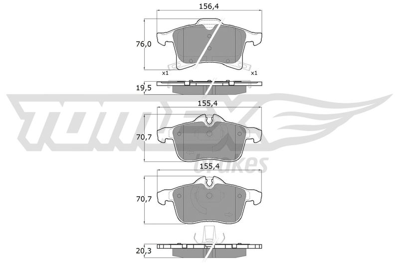 Stabdžių trinkelių rinkinys, diskinis stabdys TOMEX Brakes TX 13-00