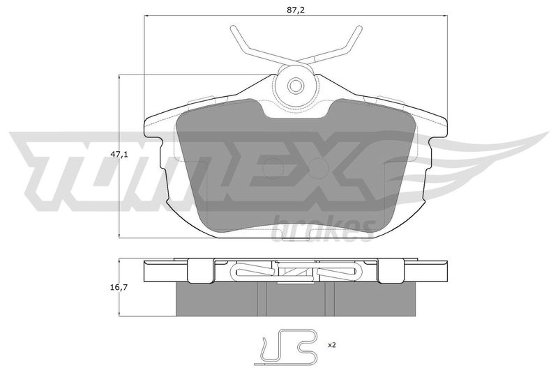 Stabdžių trinkelių rinkinys, diskinis stabdys TOMEX Brakes TX 13-07