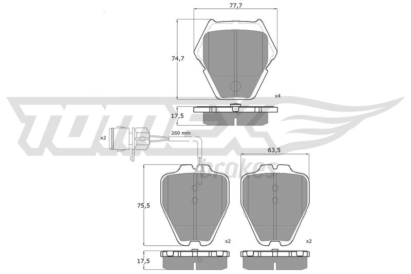 Stabdžių trinkelių rinkinys, diskinis stabdys TOMEX Brakes TX 13-15