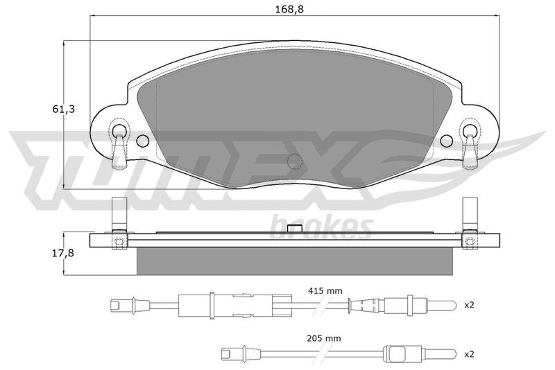 Stabdžių trinkelių rinkinys, diskinis stabdys TOMEX Brakes TX 13-32