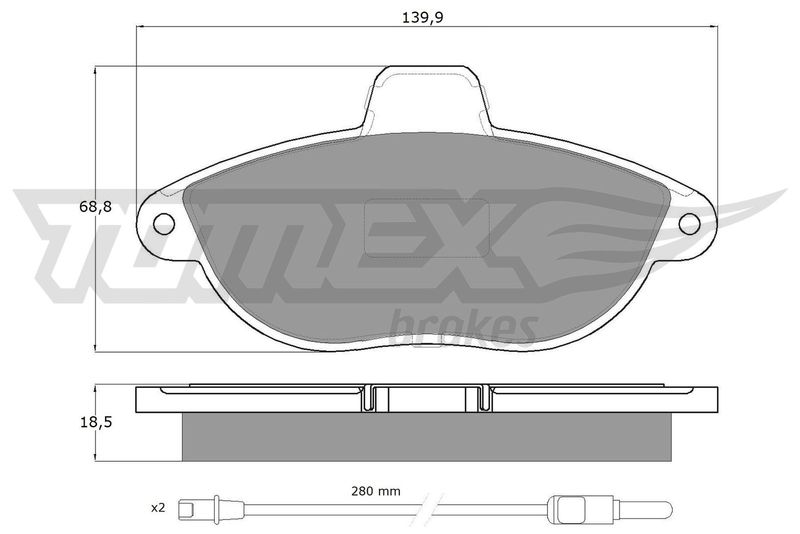 Stabdžių trinkelių rinkinys, diskinis stabdys TOMEX Brakes TX 13-35