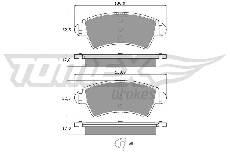 Комплект гальмівних накладок, дискове гальмо TOMEX Brakes TX 13-44