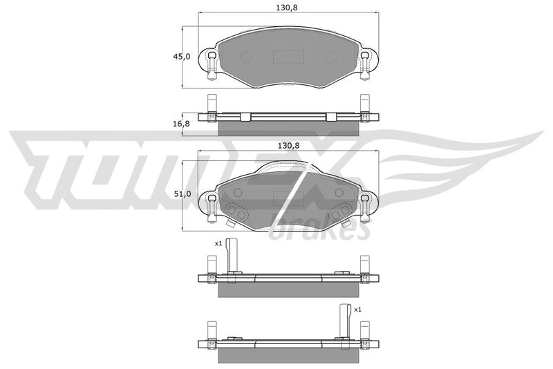 Stabdžių trinkelių rinkinys, diskinis stabdys TOMEX Brakes TX 13-89