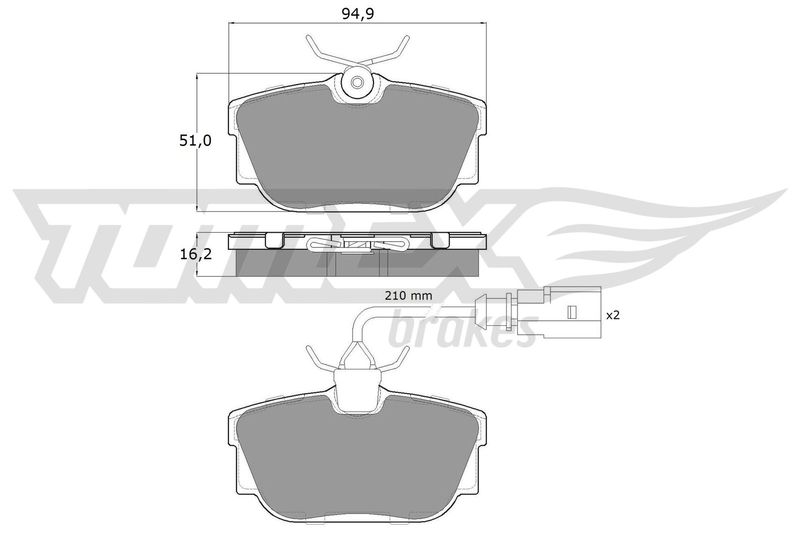 Комплект гальмівних накладок, дискове гальмо TOMEX Brakes TX 13-901