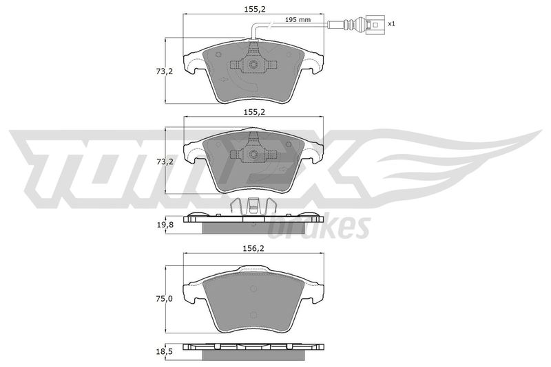 Stabdžių trinkelių rinkinys, diskinis stabdys TOMEX Brakes TX 13-93