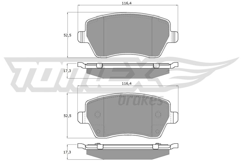 Stabdžių trinkelių rinkinys, diskinis stabdys TOMEX Brakes TX 14-16