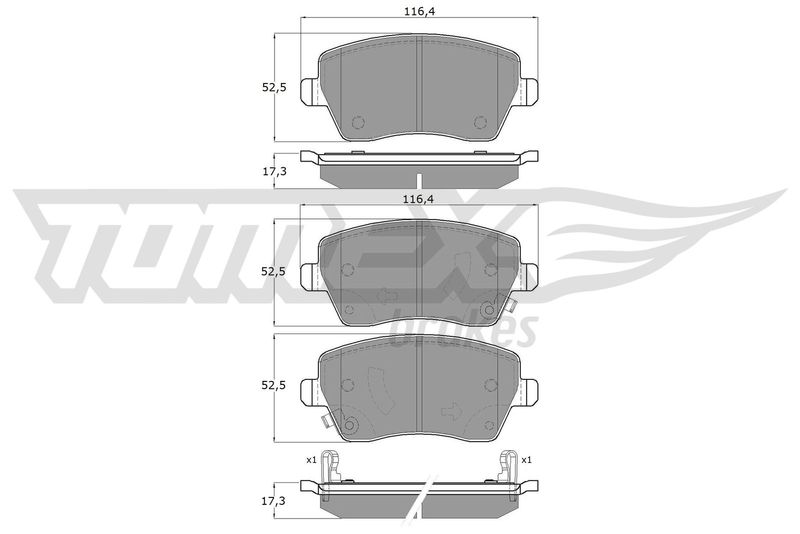 Stabdžių trinkelių rinkinys, diskinis stabdys TOMEX Brakes TX 14-161