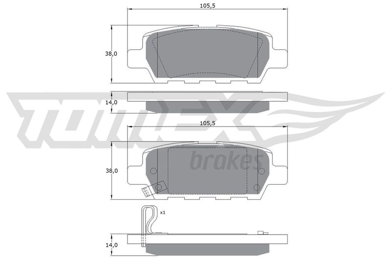 Stabdžių trinkelių rinkinys, diskinis stabdys TOMEX Brakes TX 14-21