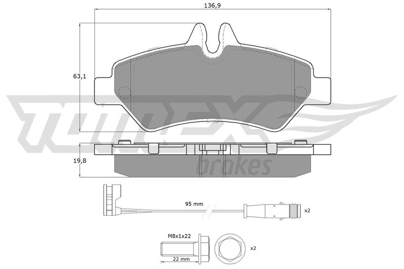 Stabdžių trinkelių rinkinys, diskinis stabdys TOMEX Brakes TX 14-27