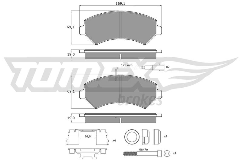 Stabdžių trinkelių rinkinys, diskinis stabdys TOMEX Brakes TX 14-401