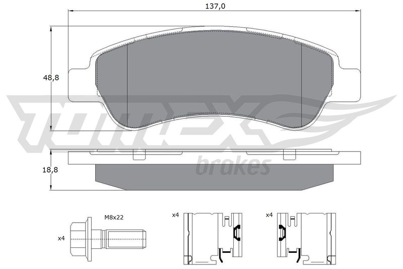 Stabdžių trinkelių rinkinys, diskinis stabdys TOMEX Brakes TX 14-41