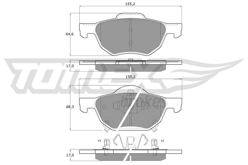 Stabdžių trinkelių rinkinys, diskinis stabdys TOMEX Brakes TX 14-50