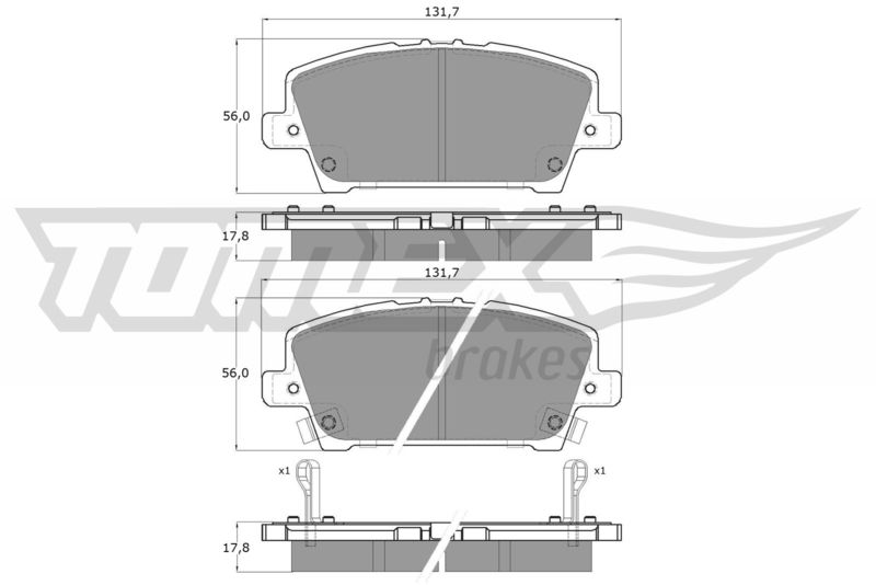 Stabdžių trinkelių rinkinys, diskinis stabdys TOMEX Brakes TX 14-52