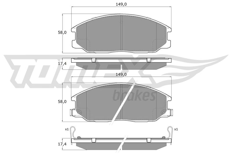 Stabdžių trinkelių rinkinys, diskinis stabdys TOMEX Brakes TX 14-54